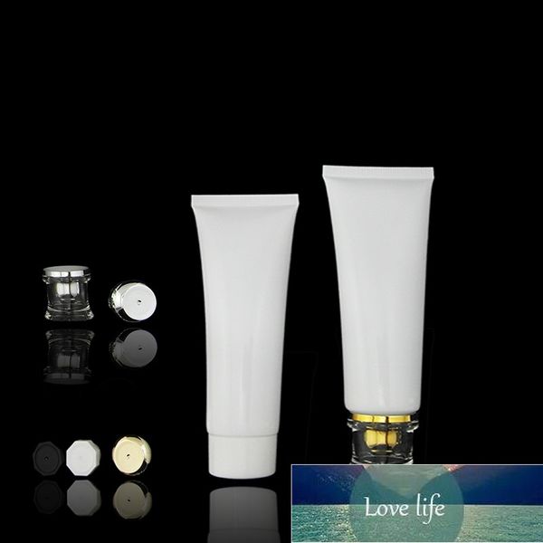 Botellas de embalaje 50ML 50G Tubo suave Envase cosmético de plástico blanco Limpiador facial de grado superior Crema de manos Emulsión Squeeze con tapón de rosca