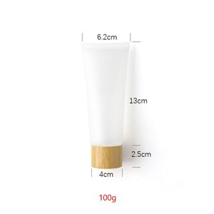 50 ml 60 ml 80 ml 100 ml 120 ml Verpakkingsflessen Lege glanzende gele cosmetische buis met bamboe deksel voor zonnebrandcrème BB CC Cream make -up verpakking