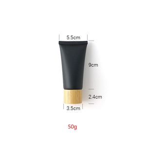 50 ml 60 ml verpakkingsflessen mat zwart cosmetische buis met bamboe deksel voor crèmemake -upverpakking