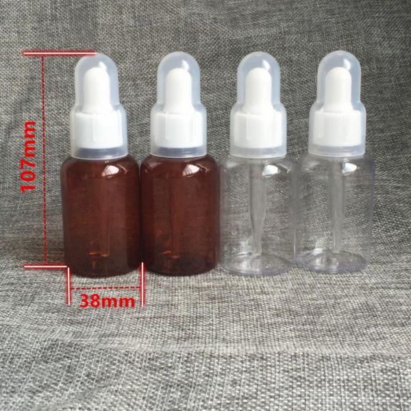 Flacons compte-gouttes en plastique ambre transparent de 50ML, bouteilles d'huile essentielle vides, Mini flacons d'échantillon, conteneur d'affichage de sérum F1473