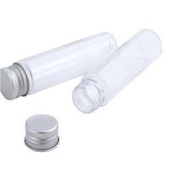 Botella de tubos de ensayo de plástico plano transparente de 50 ml con tapas de rosca de aluminio Envases de loción de viaje para cosméticos de caramelo Mkmij