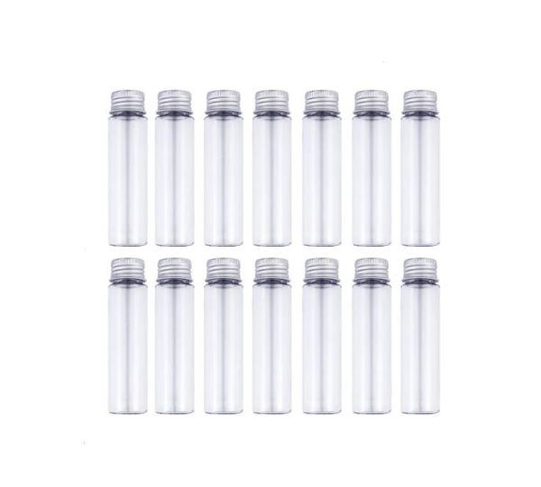 Bouteille de tubes à essai en plastique plat transparent de 50 ml avec des bouchons à vis en aluminium contenants de lotion de voyage cosmétique de bonbons SN5939