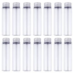 50 ml de tubos de ensayo de plástico plano y transparente con tapas de tornillo de aluminio con caramelo Cosmética Loción de viajes CTTBG