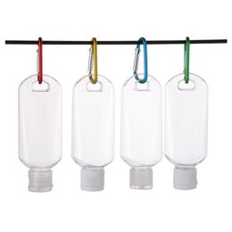 50ml lege alcoholvulbare fles met sleutelhaak Clear Transparent Plastic Hand Sanitizer voor Reisflessen DH5859