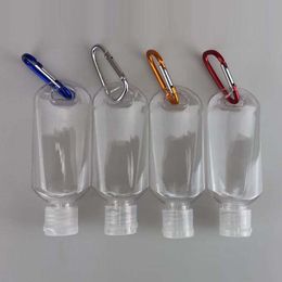 50ml lege alcoholvulbare fles met sleutelhaak Clear Transparent Plastic Hand Sanitizer voor reisflessen DH5857