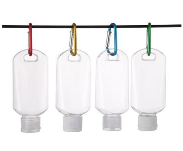 50 ml Bouteille rechargeable d'alcool vide avec clés à anneau à ciel Clear transparent en plastique transparent bouteille de désinfection pour la main pour la bouteille de voyage DHL9816959