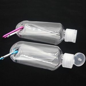 50 ml lege alcoholspuitfles met sleutelhangerhaak doorzichtige transparante plastic flessen handdesinfecterend middel voor reizen Lhgua Ntfqb