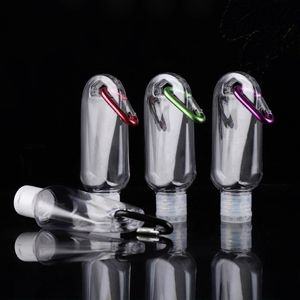 50ML Botellas vacías de desinfectante para manos Botella recargable de alcohol con gancho para llavero Botella de gel transparente portátil para exteriores EEA2044