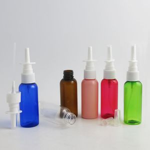 Bouteilles de pulvérisation nasale en plastique vides de 50 ml avec pulvérisateur de nez de brouillard rechargeable bleu ambre clair rouge rose vert bouteille 30 pièces