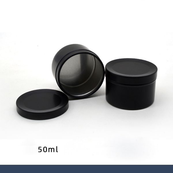 50ml vides Boîtes d'emballage de thé parfumés Noir Petits boîtes de rangement Noirs Cans Aluminium rond Cafetière Tin Jar avec couvercle