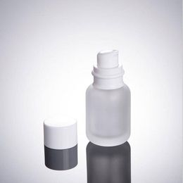 50ML Frost glazen cosmetische flessen, 17OZ glazen lotionflessen, 50CC glazen persfles, lege fles met witte dop F2017458 Nwufp