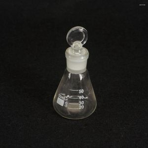 Flacon conique Erlenmeyer en verre borosilicaté de laboratoire de 50 ml avec bouchon rodé