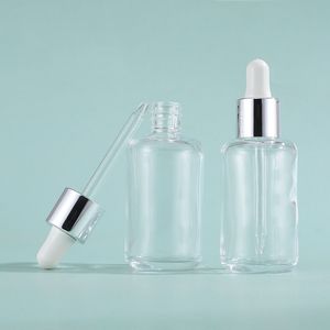 Bouteille d'essence à tache lumineuse de 50ml, petites bouteilles blanches, compte-gouttes Transparent