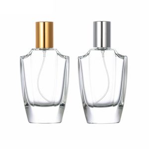 50 ML parfum clair bouteille vide emballage conteneur or argent couverture Spary presse pompe Portable rechargeable emballage cosmétique