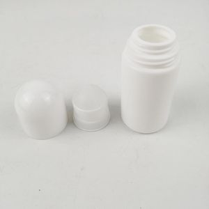 Rollo de plástico en botellas de 50ml, botella de rodillo vacía blanca, botella de bola de Rol-on de 50cc, desodorante, loción de Perfume, contenedor de luz, 100 Uds.