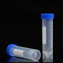 Tubo de ensayo de centrífuga de fondo plano con tapón de rosca de plástico de 50 ml con escala Tubos centrífugos independientes Accesorios de laboratorio Ejmdk