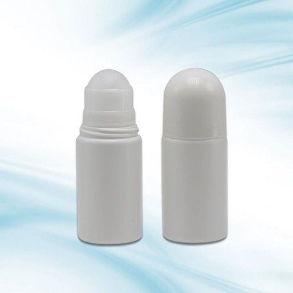 Envío gratis 50 ml de plástico blanco Roll On Bottles, 50cc desodorante cosmético Roll-on Container con Big Roller Ball F2017319 Uilrv