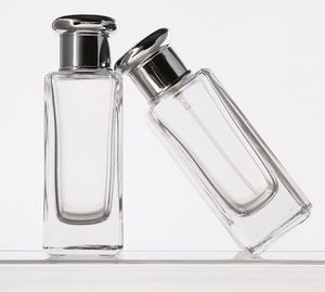 50ML Portable carré épais mur verre clair parfumerie vaporisateur vide presse bouteille avec atomiseur pour ensemble de voyage