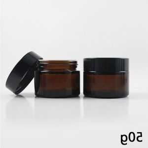 50 ml hervulbare amberkleurige glazen gezichtscrème monster lege potcontainers 50 gram bruine make-up gezichtscrème flesverpakking met witte binnenkant L Psxu