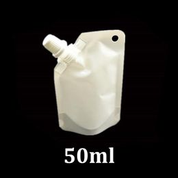 50 ml petit sac d'emballage alimentaire en plastique blanc remplissage doy pack poche eau jus liquide boisson 50 ml mini sac debout avec coin sp238F