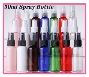 Botella de spray de 50 ml Niebla fina Contenedores de líquidos de plástico Botella Botellas de viaje Set Botellas de spray recargables para maquillaje cosmético DHL