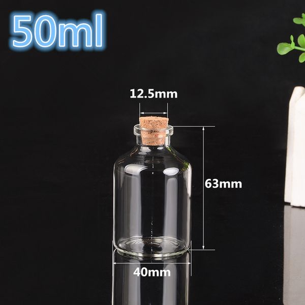 Botellas de vidrio transparentes de 50ml con corcho 40*63*12,5mm para decoración de bodas y vacaciones regalos de Navidad 25 uds envío gratis