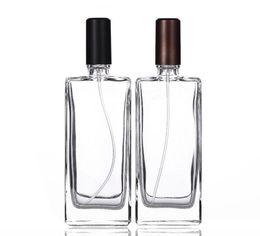 50 ml transparant glas parfumflessen draagbare lege spray geur fles verstuiver vulbare flessen met zwart bruin deksel SN1496