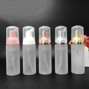 50 ml reisschuimflessen Frosted plastic schuimflessen met goud/zilver pomp Handwas Zeep Mousse Crème Dispenser Bubbelfles BPA Esph