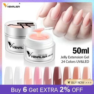 50 ml Venalisa Soak off Gel de gelée épaisse Gel de construction UV Constructeur Étendre 24 couleurs Camouflage Blanc laiteux Nail Art Gel pour ongles dur 240127