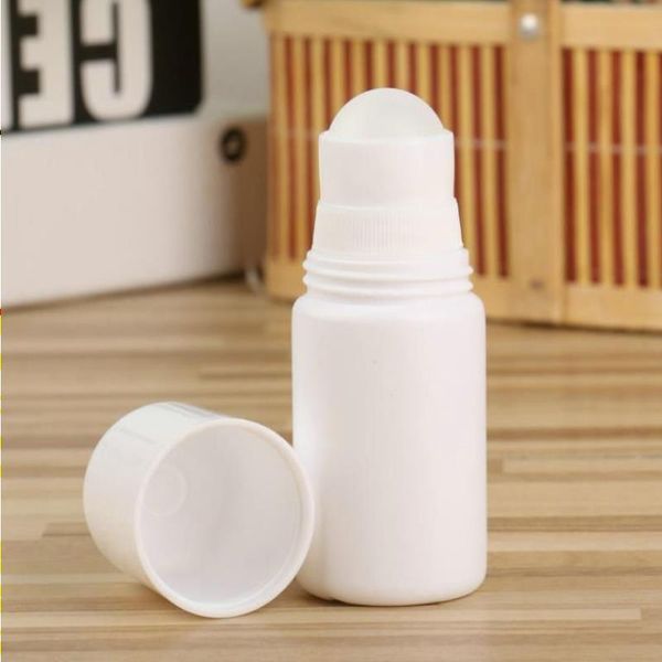 Vijmu – bouteille à rouleau en plastique blanc de 50ml, rechargeable, pour déodorant, huile essentielle, parfum, contenants cosmétiques personnels, DIY