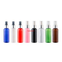 50ml x 50 lege navulbare plastic parfumflessen verpakking met aluminium spuitpomp mist geanodiseerde spuitverstuivering 50cc verzending