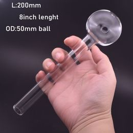 50mm Bal Glas Oliebrander Pijp Heldere Kleur 8inch Lengte Grote Maat Dikke Pyrex Hand Glazen Pijpen Grote Buizen Pijpen 2 stuks