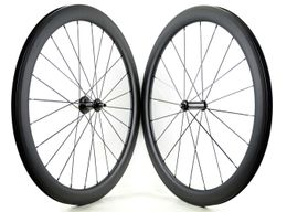 Gratis verzending 50 mm diepte racefiets carbon wheelset 700c racefiets clincher 23mm breedte koolstofwiel met Powerway R36 Hub, U-vormige rand