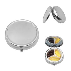 50mm Médecine Boîtes De Rangement Bacs Portable Ronde 3 Grille En Métal Boîte À Pilules Poche Tablette Titulaire Conteneur Pilules Organisateur Fumée Crème Cas Pharmacie Cadeau ZL0768