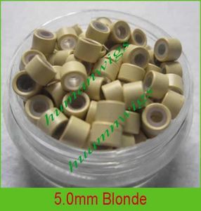 Enlaces de microanillo de silicona de 50 mm para extensiones de cabello de plumas Rubio 5000 piezas color mezclado 8534774