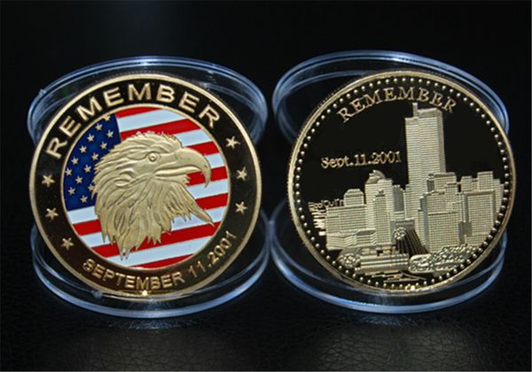 Livraison gratuite 50ocs/lot, tours jumelles Manhattan Downtown Man New York City, pièces de monnaie des états-unis 9/11,