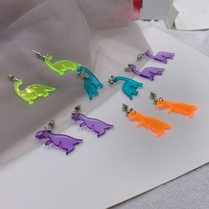 50 pares de pendientes colgantes con dije de dinosaurio pequeño y colorido lindo para niñas, mujeres, niños, regalo de cumpleaños, joyería acrílica de moda encantadora, nuevo