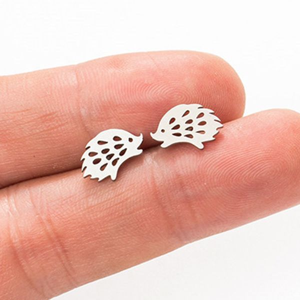 50 pares de pendientes de acero inoxidable con diseño de erizo y cartílago de animales pequeños y lindos, piercing de puercoespín, equidna para mujer, joyería de moda para fiestas