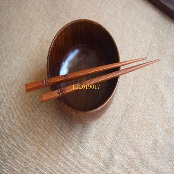 50 paires/lot 23cm Style japonais sculpté à la main fleur de prunier Jujube bois artisanat en bois baguettes vaisselle cadeaux