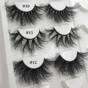 50pairs / partij Mink Eyelashes 25mm Pluizig Messy 3D Valse Wimper Lange natuurlijke wimpers Groothandel Make-up Wash