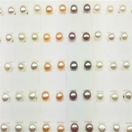 50 pares de pendientes de perlas de plata para manualidades DIY joyería de moda regalo mezcla de colores W13380