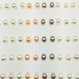 50 paires / lot perle boucle d'oreille argent clou à ongles pour bricolage artisanat bijoux de mode cadeau mélange couleur W1315O