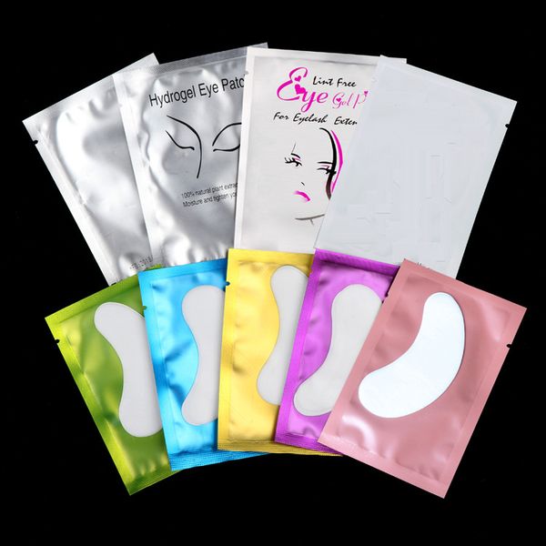 Coussinets en soie de couleurs mélangées, 50 paires, sous Patch, masque pour les yeux, Extension de cils, Surface en papier, tampon d'isolation, fabrication