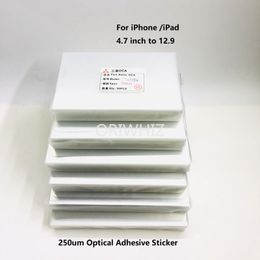 50pc 250um 5.4 5.5 5.8 6 6.1 6.5 9.7 10.5 12.9 'inch OCA Lijm Film Optische Duidelijke Kleefstof voor iPhone iPad Crakced Glass Repair