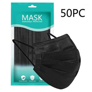 50pc Adlut Wegwerp Gezichtsmasker Mode 3 Laag Niet-Geweven Stof Maskers Mond Cover voor Buiten Masque Mascarilla Fietsen Caps