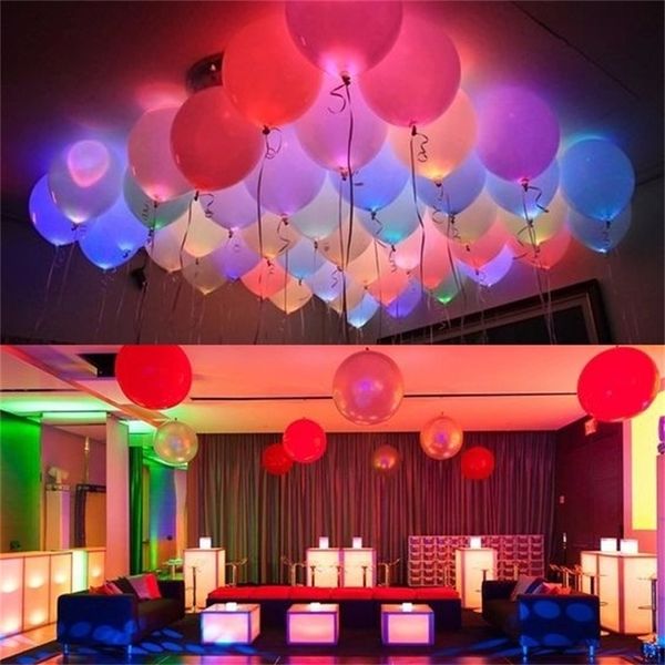 50pc / lot 12inch White Mix Led Flash Ballons Iumulated LED Balloon lueur fournitures de fête d'anniversaire Décoration de mariage Fournitures gros T200526