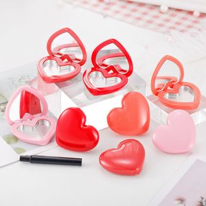 50pc Love Heart Shape Empty Eyeshadow Case Rouge Lipstick Box Pigment Palette Refillable Foundation Makeup Dispenser with Mirror
