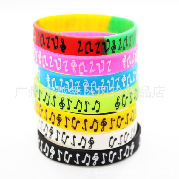 50pc Nouveau design Classi Logo Music Note Bracelet de bracelet en silicone pour étudiant noir blanc 281p