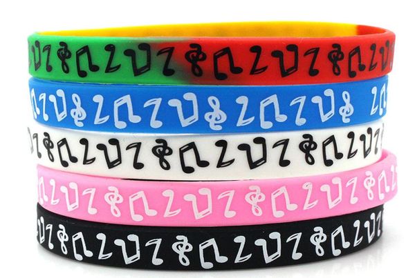 50pc Nouveau design Classic Logo Music Note Bracelet de bracelet en silicone pour étudiant multicolore 6704394