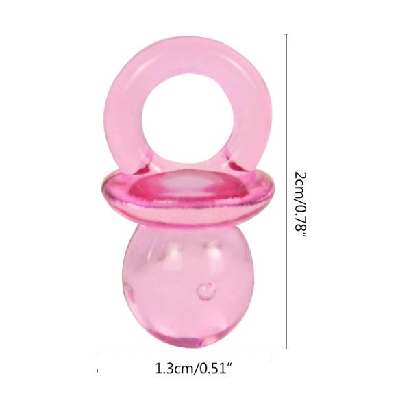 50pc / ensemble Pacifications acryliques pendentif Transparent mini sucette de mamelon pour bébé Forme de bijoux pour enfants Colliers de faveurs décor